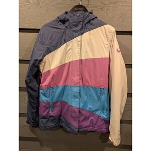 Roxy Jacket Womens Large Multicolor Hooded Colorblock Ski Snowboard Winter